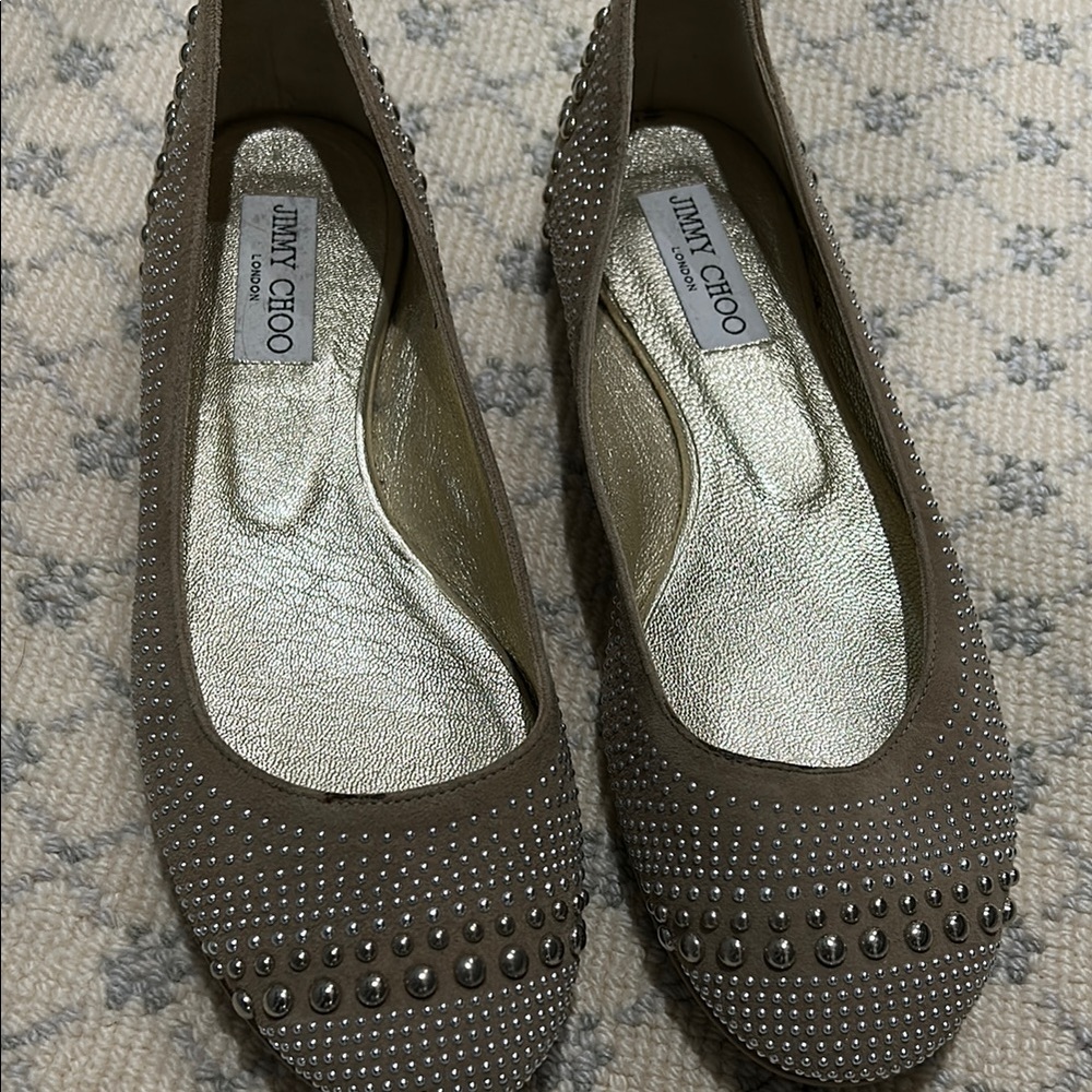 Jimmy Choo Brown Flats with Perforated Detailing